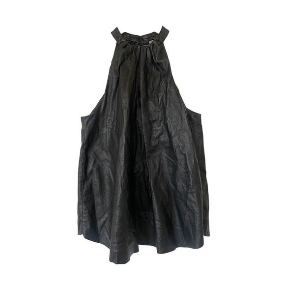 Joie Black Bonita Vegan Faux Leather Racerback Halter Tank Top • Size S - Picture 2 of 5